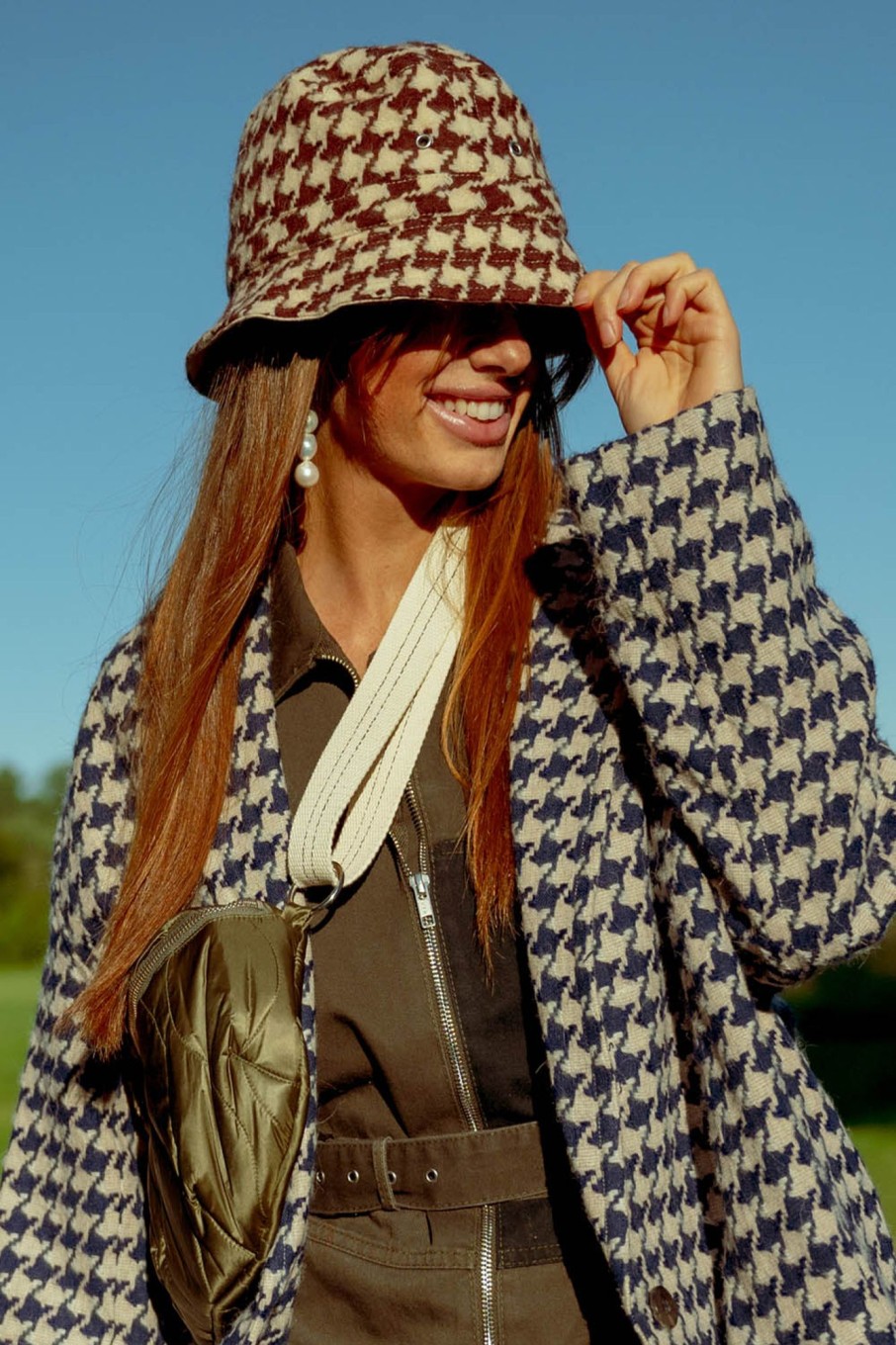 Women Bellerose Hats & Hair Accessories | Bellerose-Larya Bucket Hat: Houndstooth