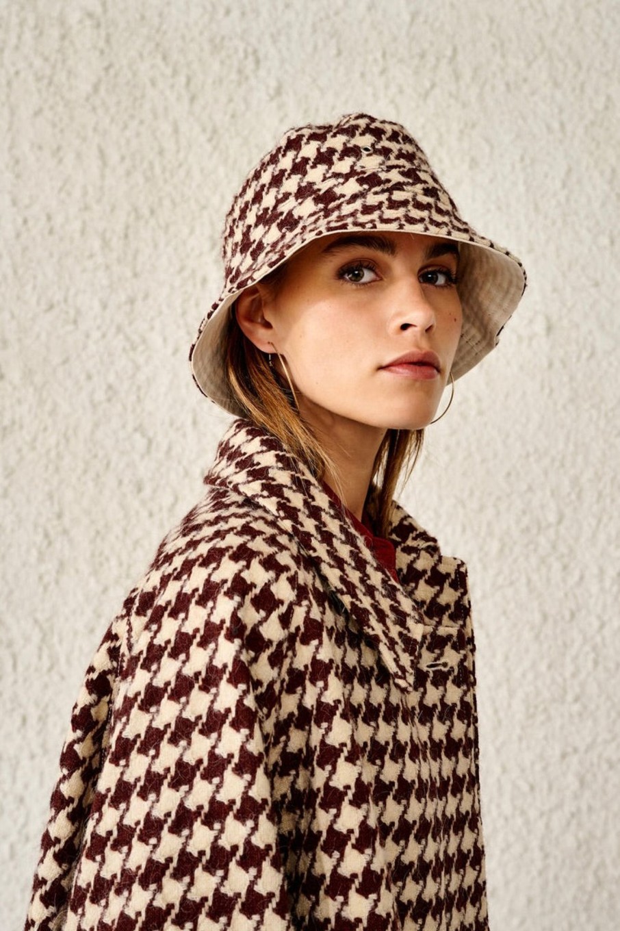 Women Bellerose Hats & Hair Accessories | Bellerose-Larya Bucket Hat: Houndstooth