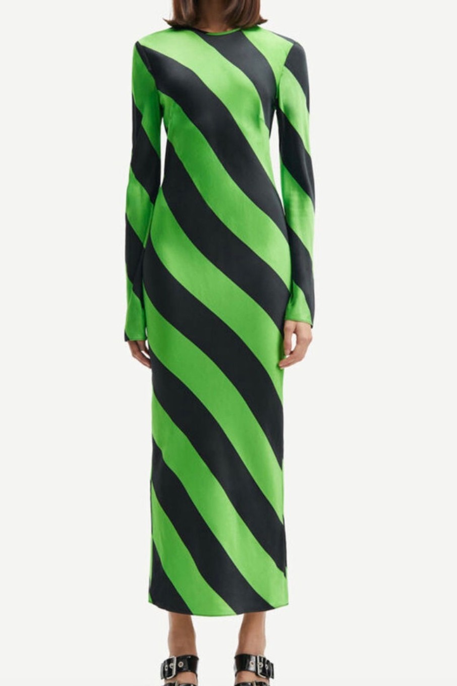 Women Samsoe Samsoe Dresses | Samsoe Samsoe-Alina Dress: Green Stripe