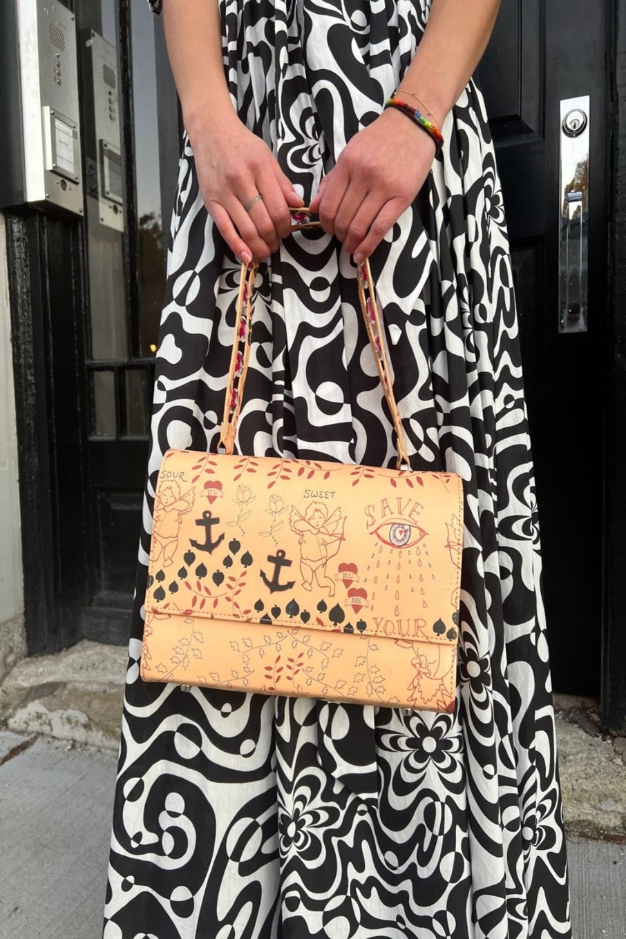 Women Dauphinette Bags | Dauphinette-Flap Bag: Beige Tattoo Print