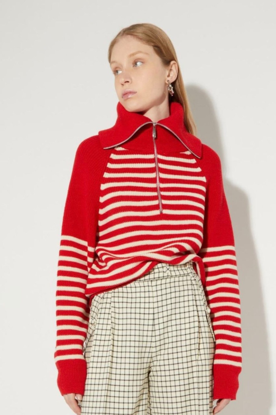 Women CO|TE Sweaters | Co|Te-Tilde Sweater: Red/ Cream Stripes