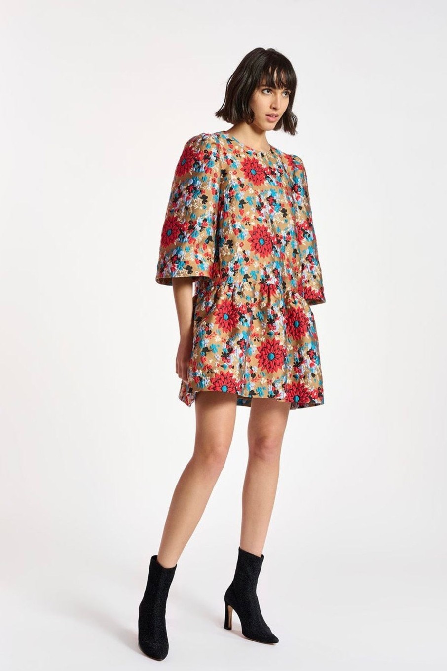 Women Essentiel Antwerp Dresses | Essentiel Antwerp-Camas Jacquard Dress: Camel Multi