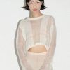 Women July Li Sweaters | July Li-Block Cropped Sweater: White