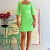 Women Vivetta Dresses | Vivetta-Square Neck Rhinestone Dress: Green