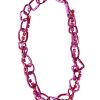 Women Collina Strada Jewelry | Collina Strada-Rhinestone Crushed Chain Necklace: Metallic Pink