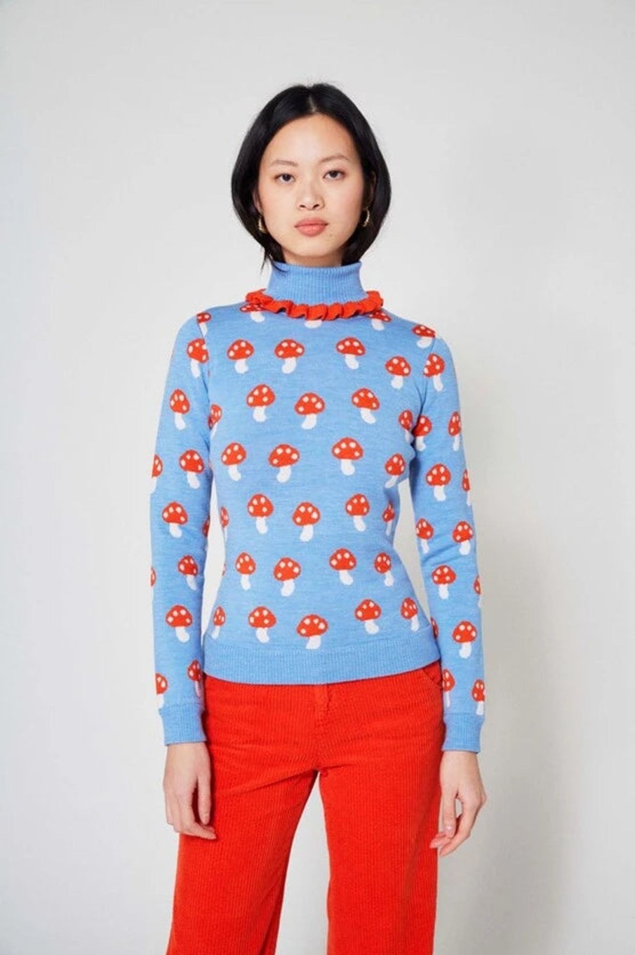 Women Manoush Sweaters | Manoush-Champi Turtleneck Sweater: Blue