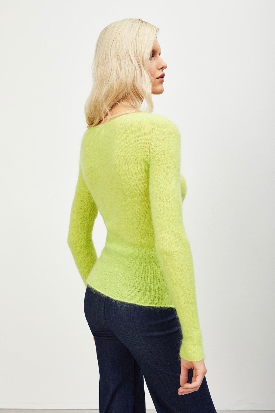 Women Ottod'ame Tops | Ottod'Ame-Mohair Blend Pullover: Florescent Green