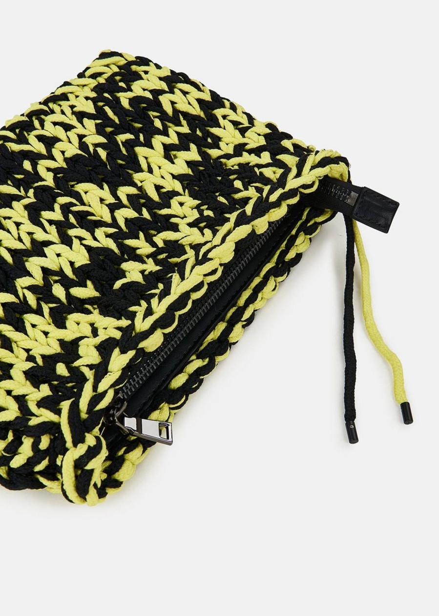 Women Essentiel Antwerp Bags | Essentiel Antwerp-Knitted Pouch: Black & Yellow