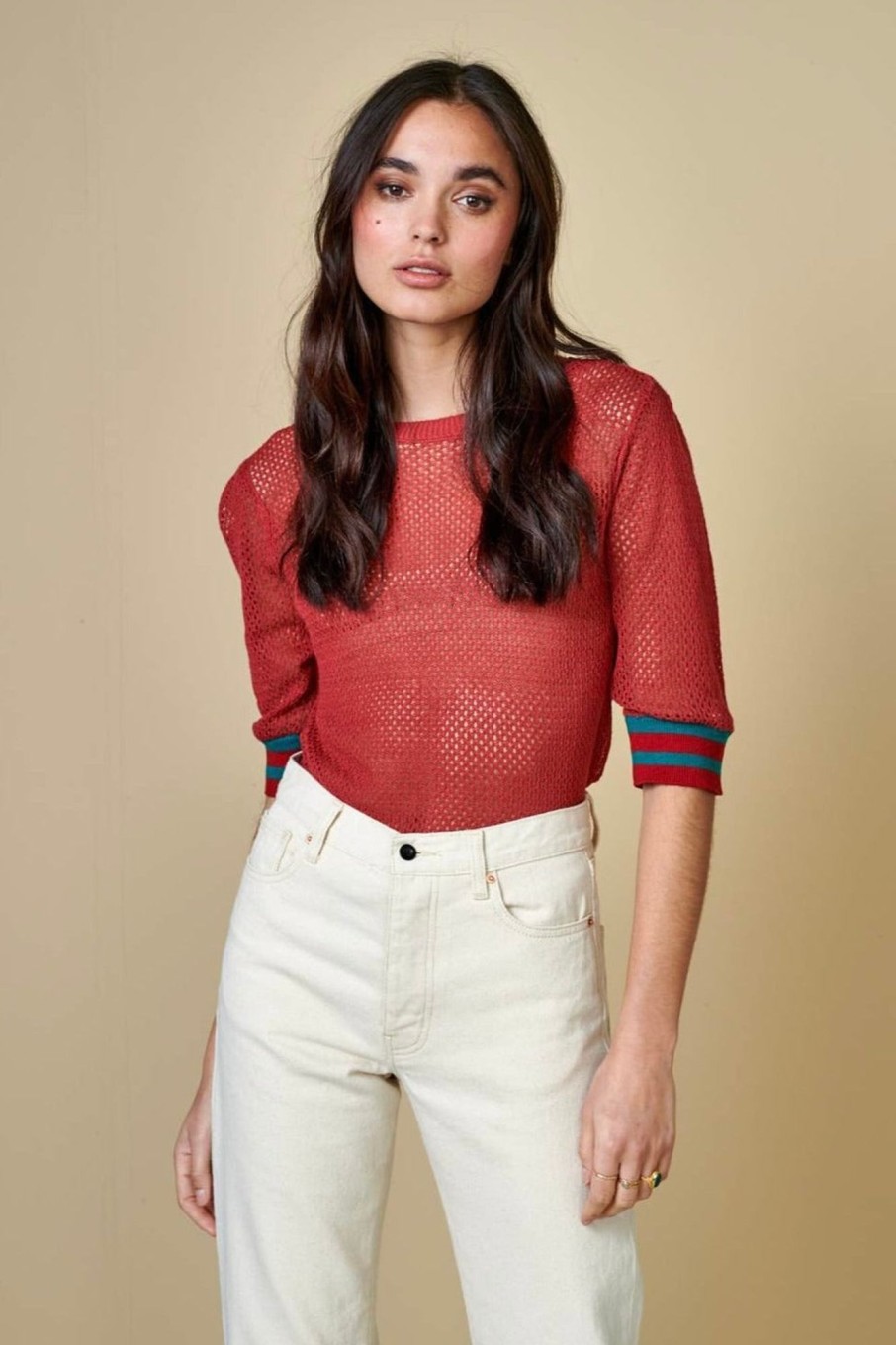 Women Bellerose Sweaters | Bellerose-Dohy Sweater Tee: Red Dahlia