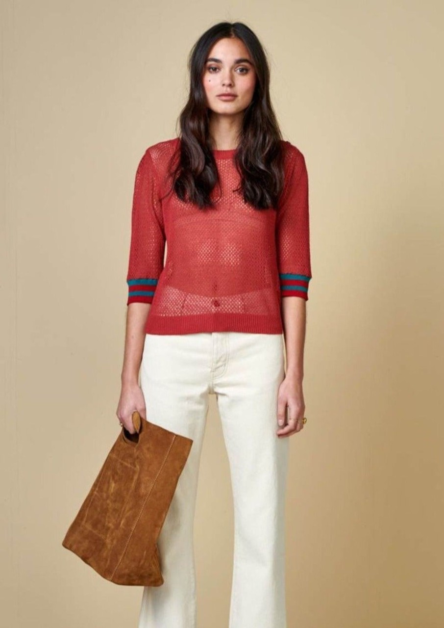 Women Bellerose Sweaters | Bellerose-Dohy Sweater Tee: Red Dahlia