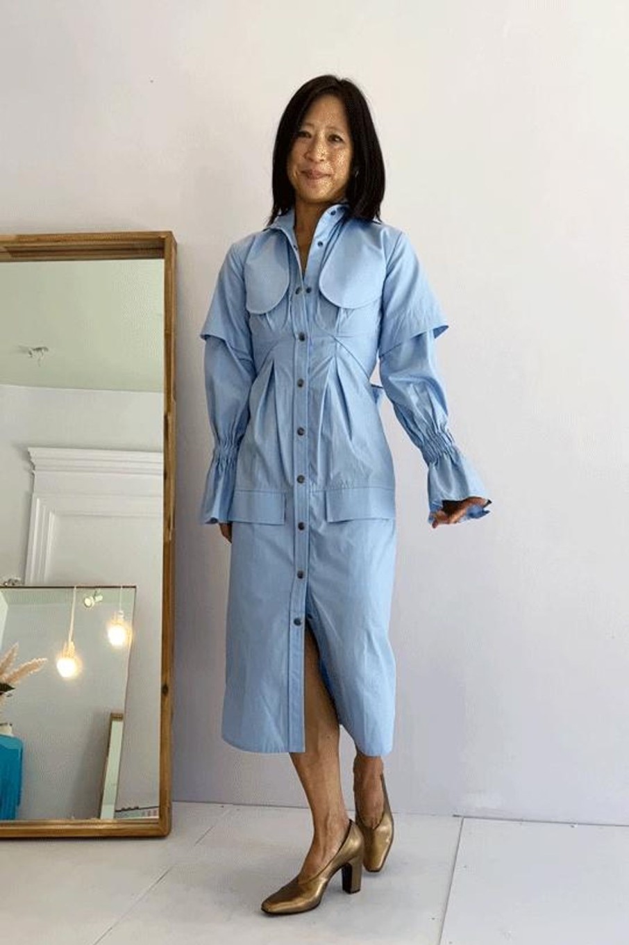 Women Thebe Magugu Dresses | Thebe Magugu-Utility Shirtdress: Periwinkle