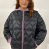 Women Marco Rambaldi Outerwear | Marco Rambaldi-Quilted Hearts Jacket: Black