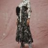 Women Thebe Magugu Dresses | Thebe Magugu-Split Print Porcelain Dress: Bone & Black