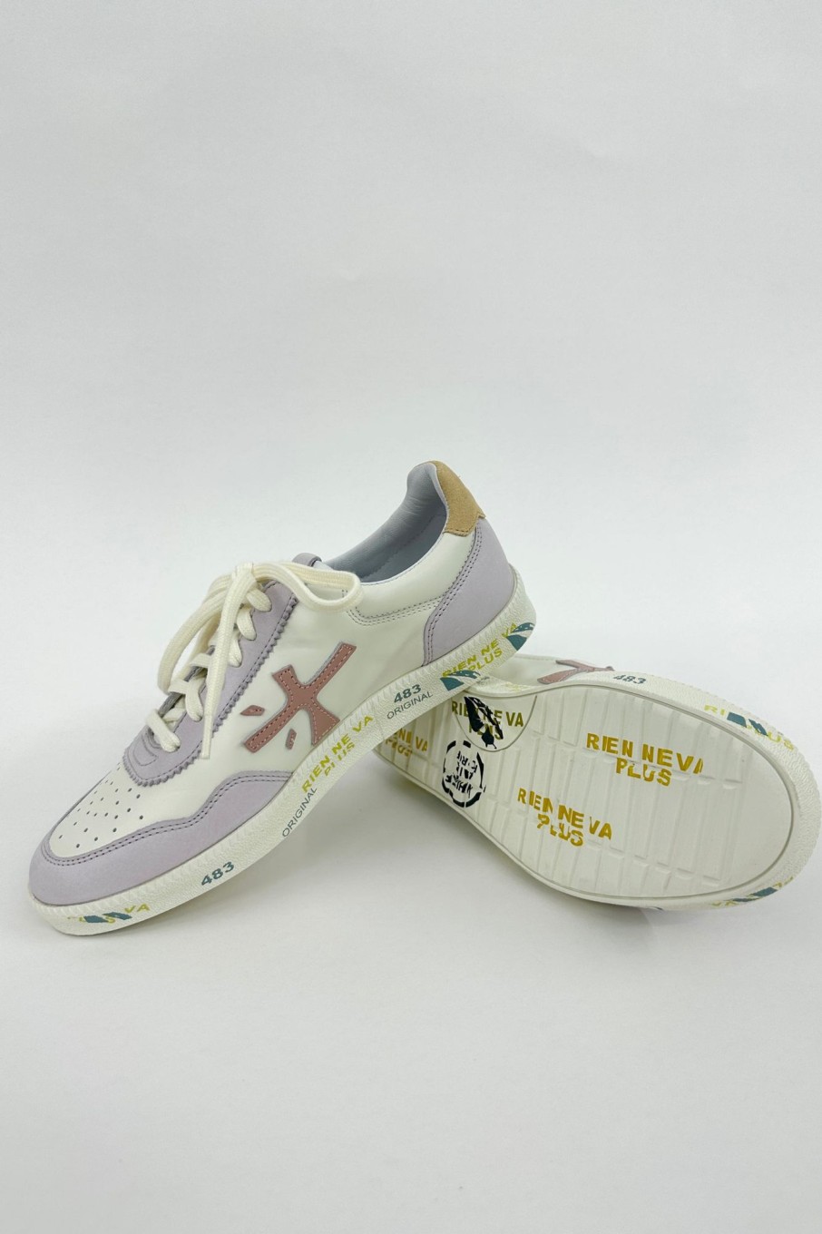 Women Premiata | Premiata-Clay-D Sneaker: Lavender & Cream