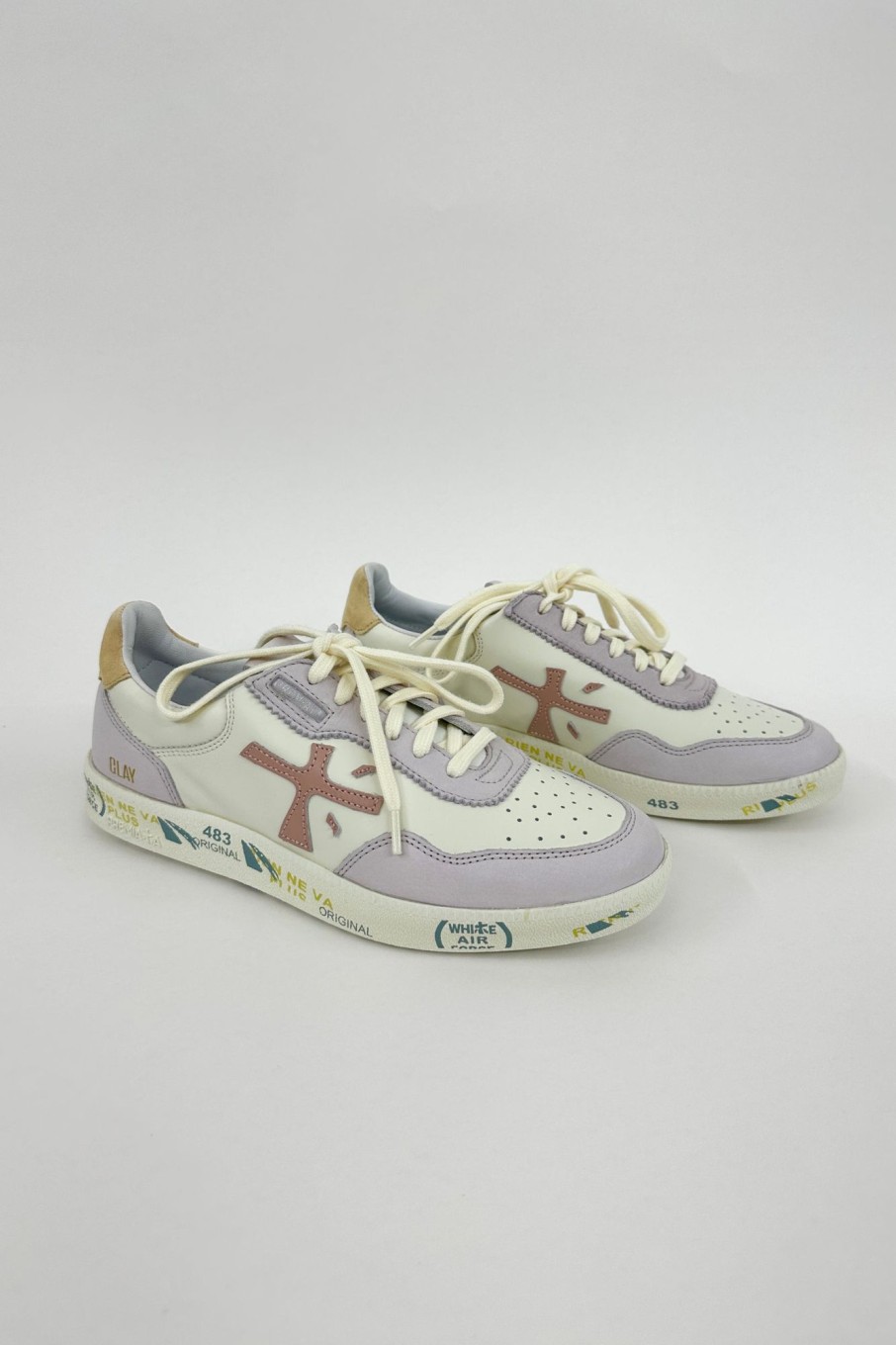 Women Premiata | Premiata-Clay-D Sneaker: Lavender & Cream