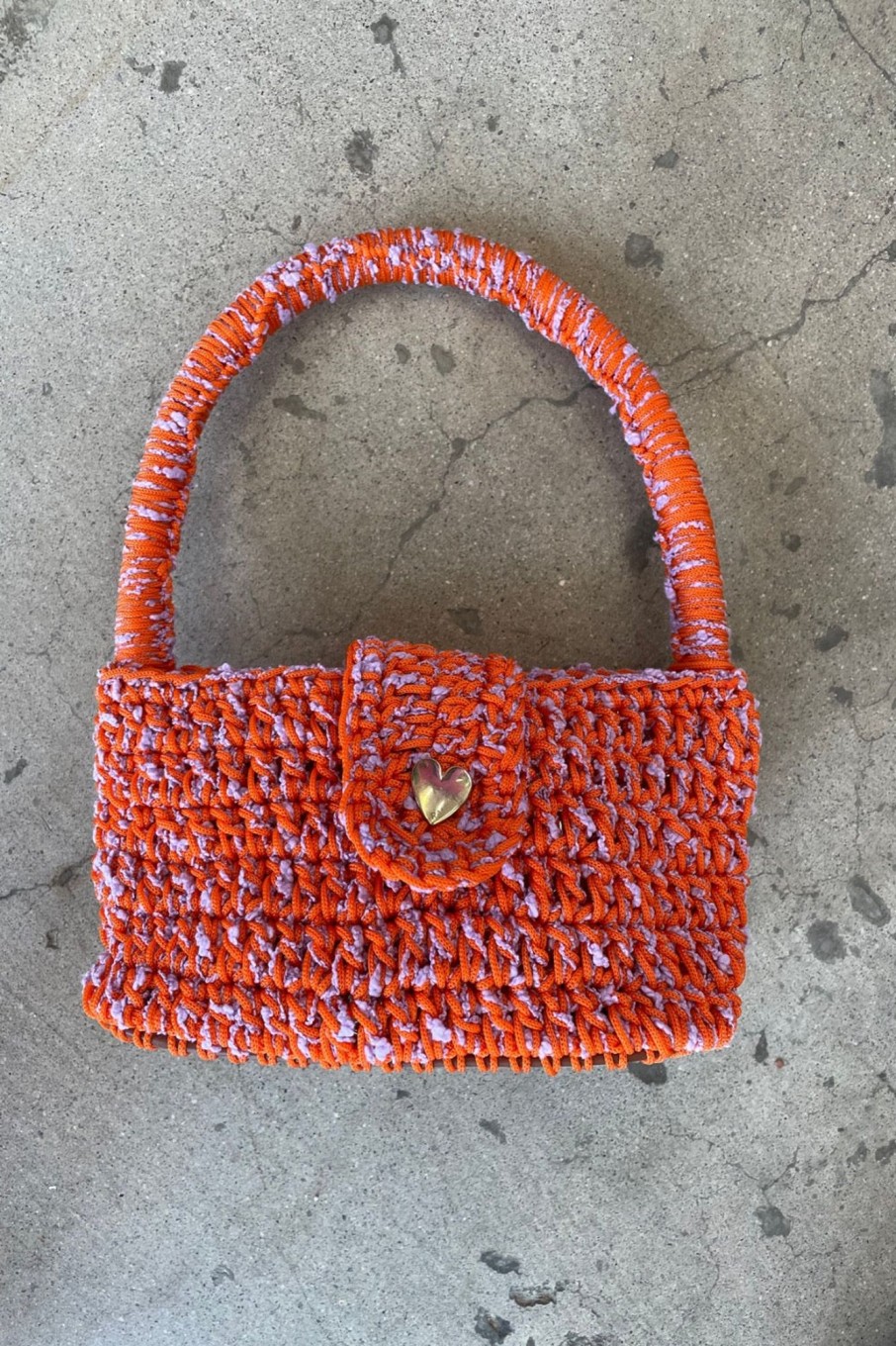 Women Marco Rambaldi Bags | Marco Rambaldi-Knitwear Baguette Bag: Orange