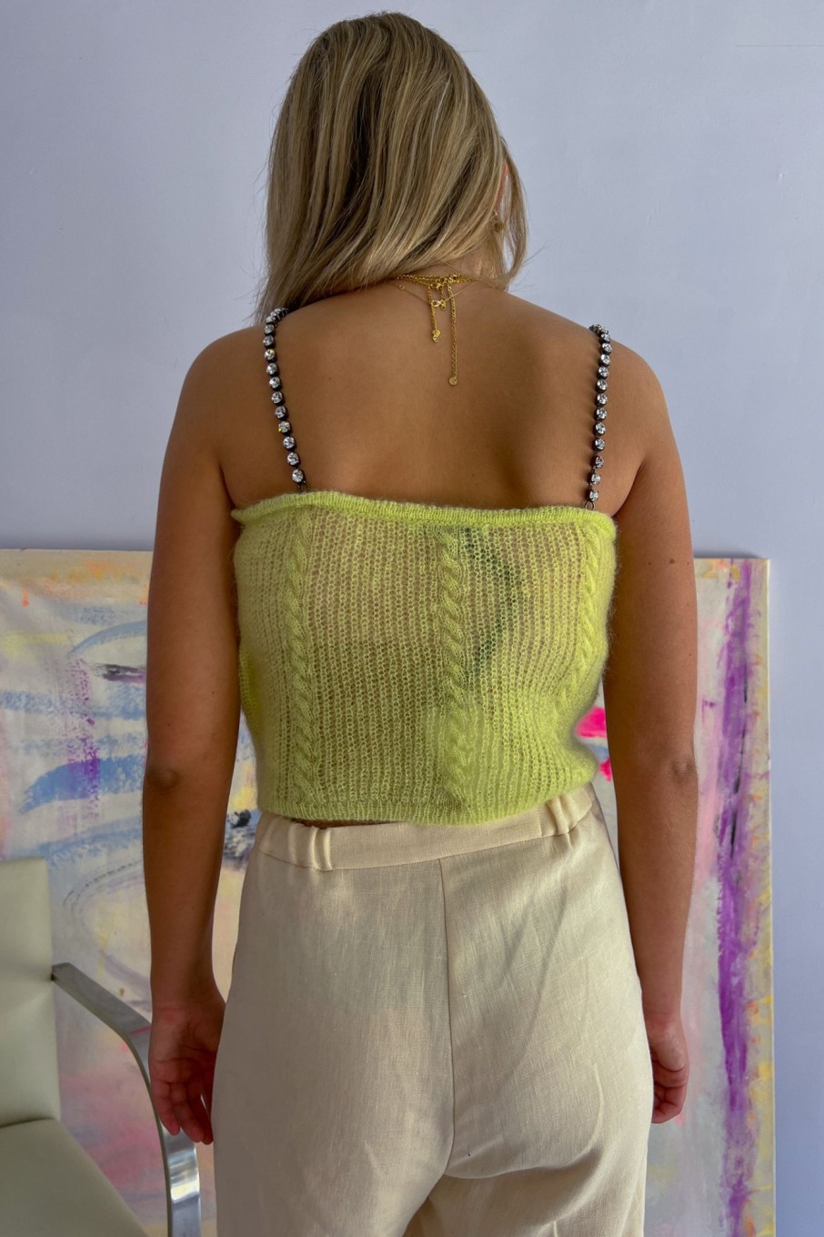 Women Vivetta Tops | Vivetta-Cable Knit Tank: Lime