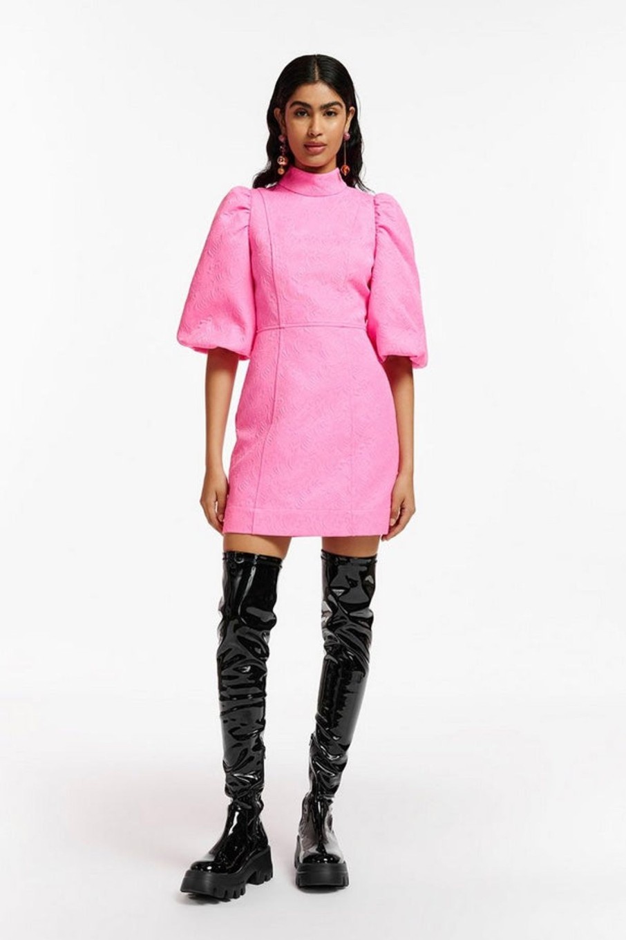 Women Essentiel Antwerp Dresses | Essentiel Antwerp-Ernich Puff Sleeve Mini Dress: High Voltage