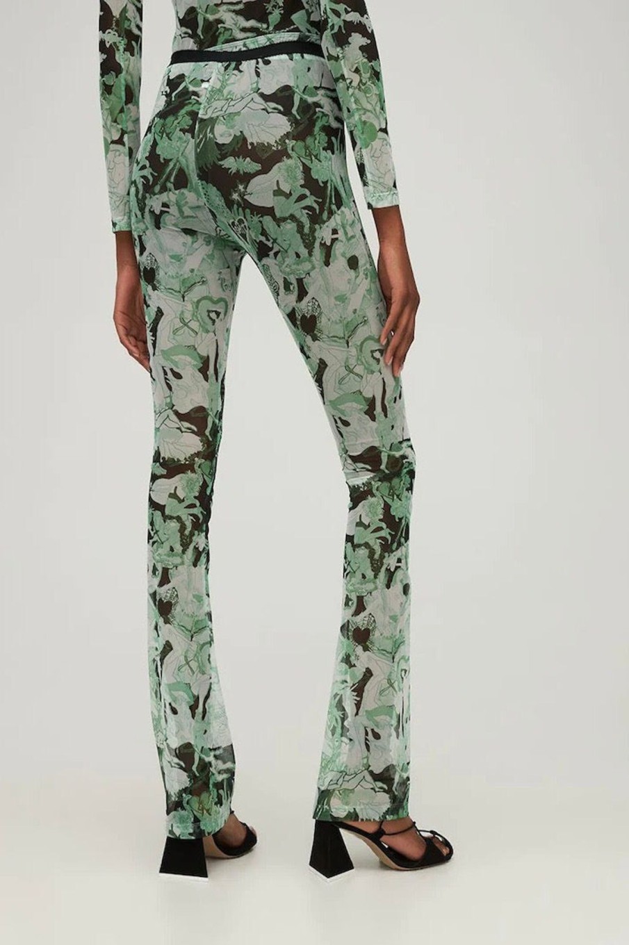 Women Marco Rambaldi Pants & Shorts | Marco Rambaldi-Second Skin Wide Leg Trousers: Green Collage