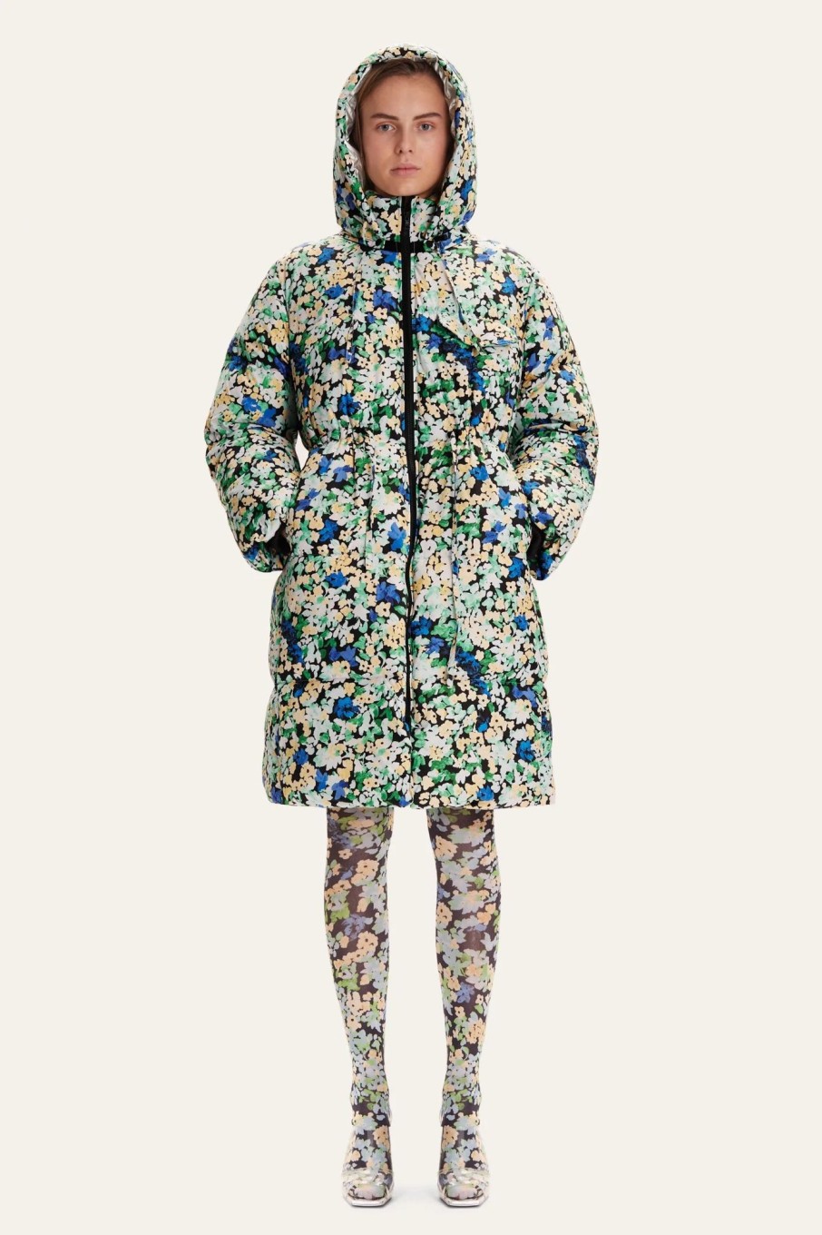 Women Stine Goya Outerwear | Stine Goya-Oak Coat: Floral Pointillism