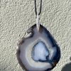 Women Airy Heights Design Jewelry | Airy Heights Design-Agate Pendant With Oleander Leaf Bail: Lagoon With Black Leather Cord