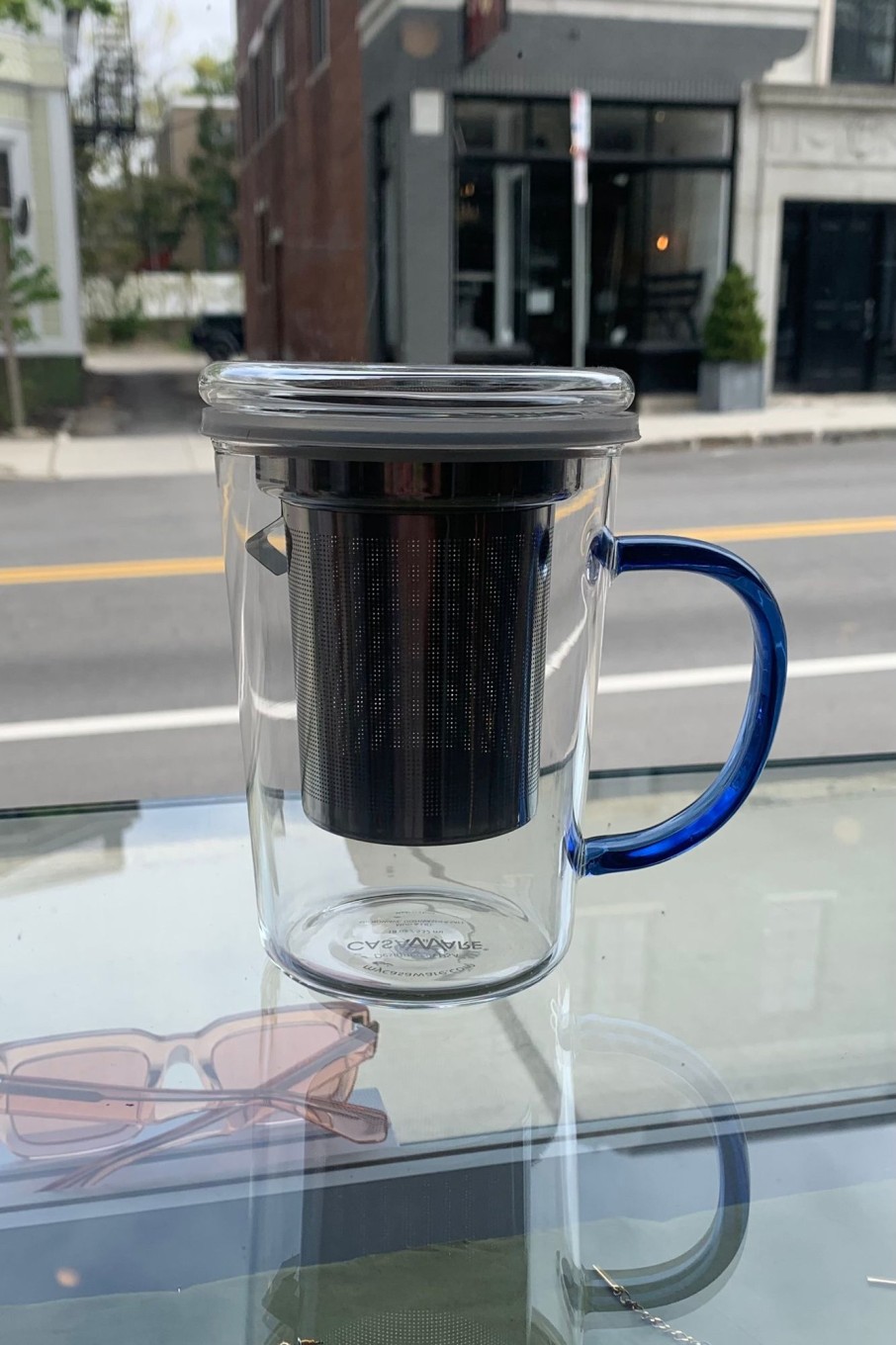 Lifestyle casaWare | Casaware-Glass Tea Infuser Mug: Blue Handle