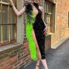 Women Germanier Dresses | Germanier-Feather Midi Dress: Black