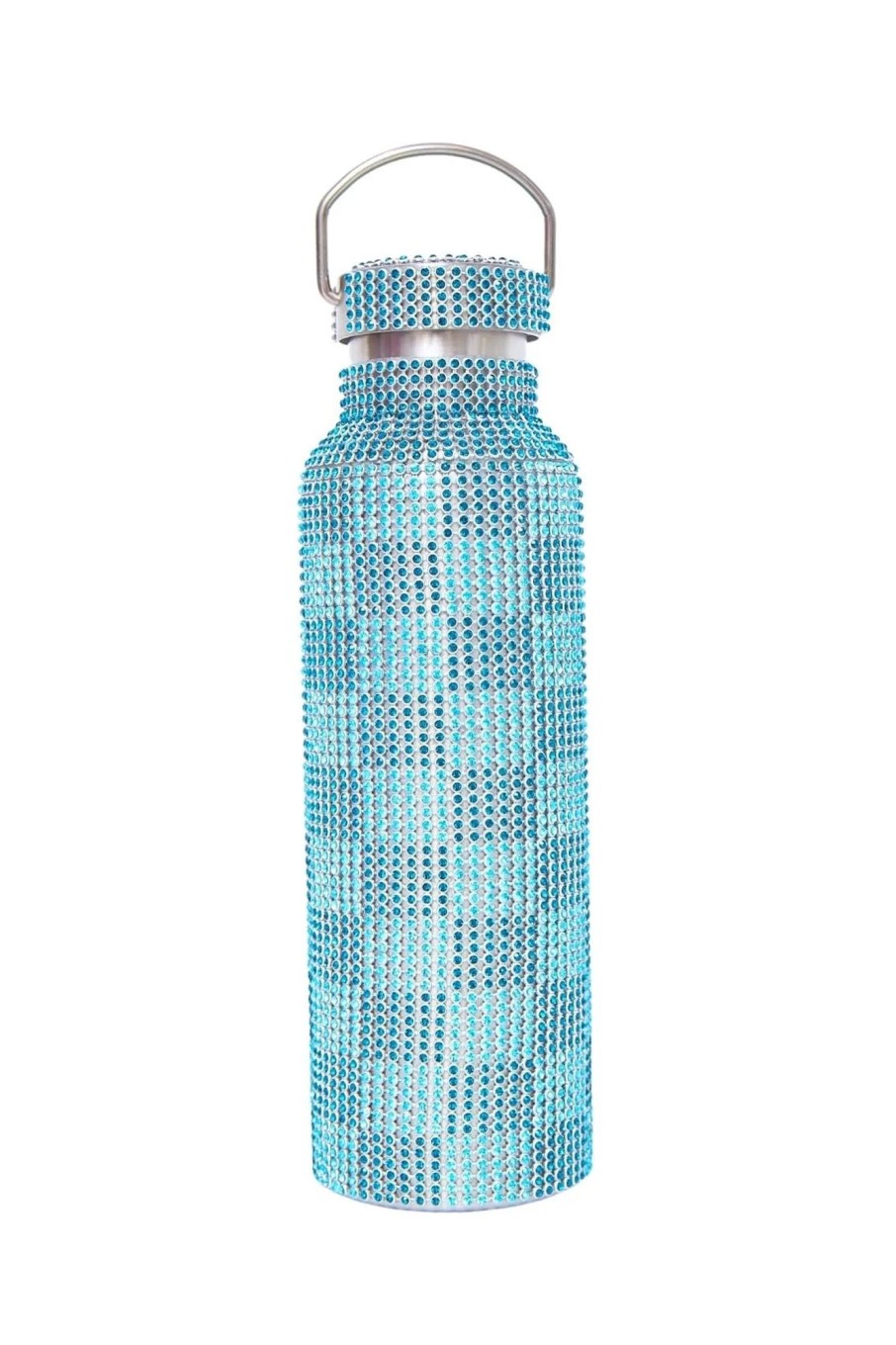 Lifestyle Collina Strada | Collina Strada-Rhinestone Water Bottle: Blue/ Teal Checkered