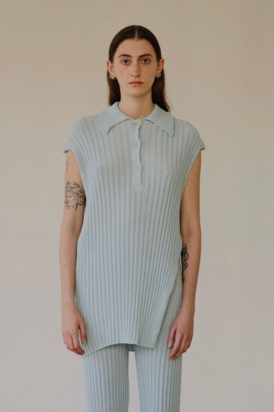 Women Rus Sweaters | Rus-Vague Sweater Vest: Light Blue