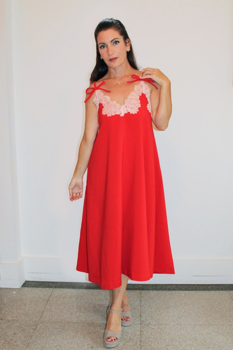 Women Vivetta Dresses | Vivetta-Cady Flared Dress With Braces: Red