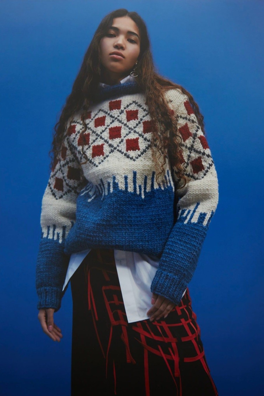 Women Le Cavalier Sweaters | Le Cavalier-Kanata Sweater Knit: Blue & Red