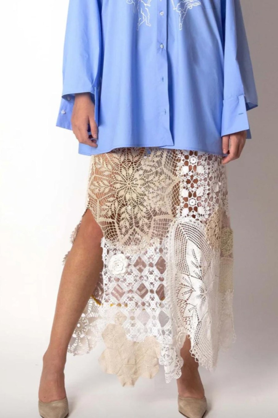 Women Marco Rambaldi Skirts | Marco Rambaldi-Handmade Crochet Long Skirt: White