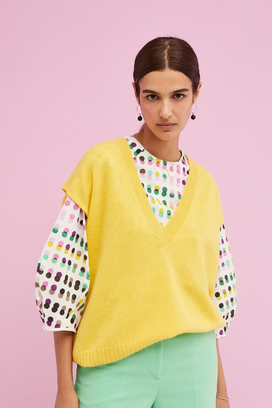 Women Ottod'ame Sweaters | Ottod'Ame-Filo Sweater Vest: Yellow