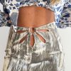 Women Collina Strada Skirts | Collina Strada-Flower Mini Skirt: Silver