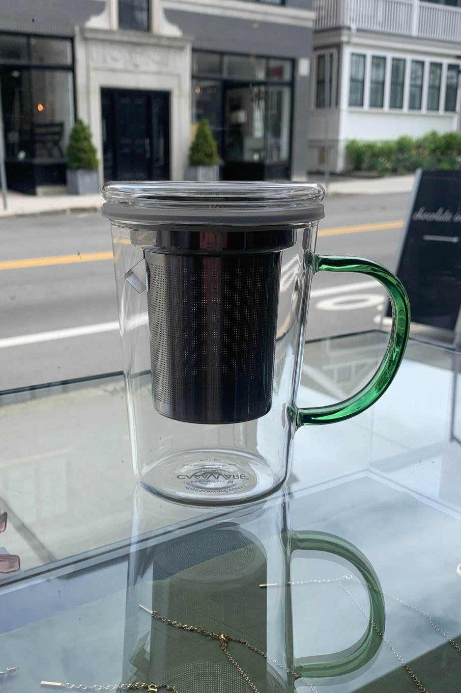 Lifestyle casaWare | Casaware-Glass Tea Infuser Mug: Green Handle