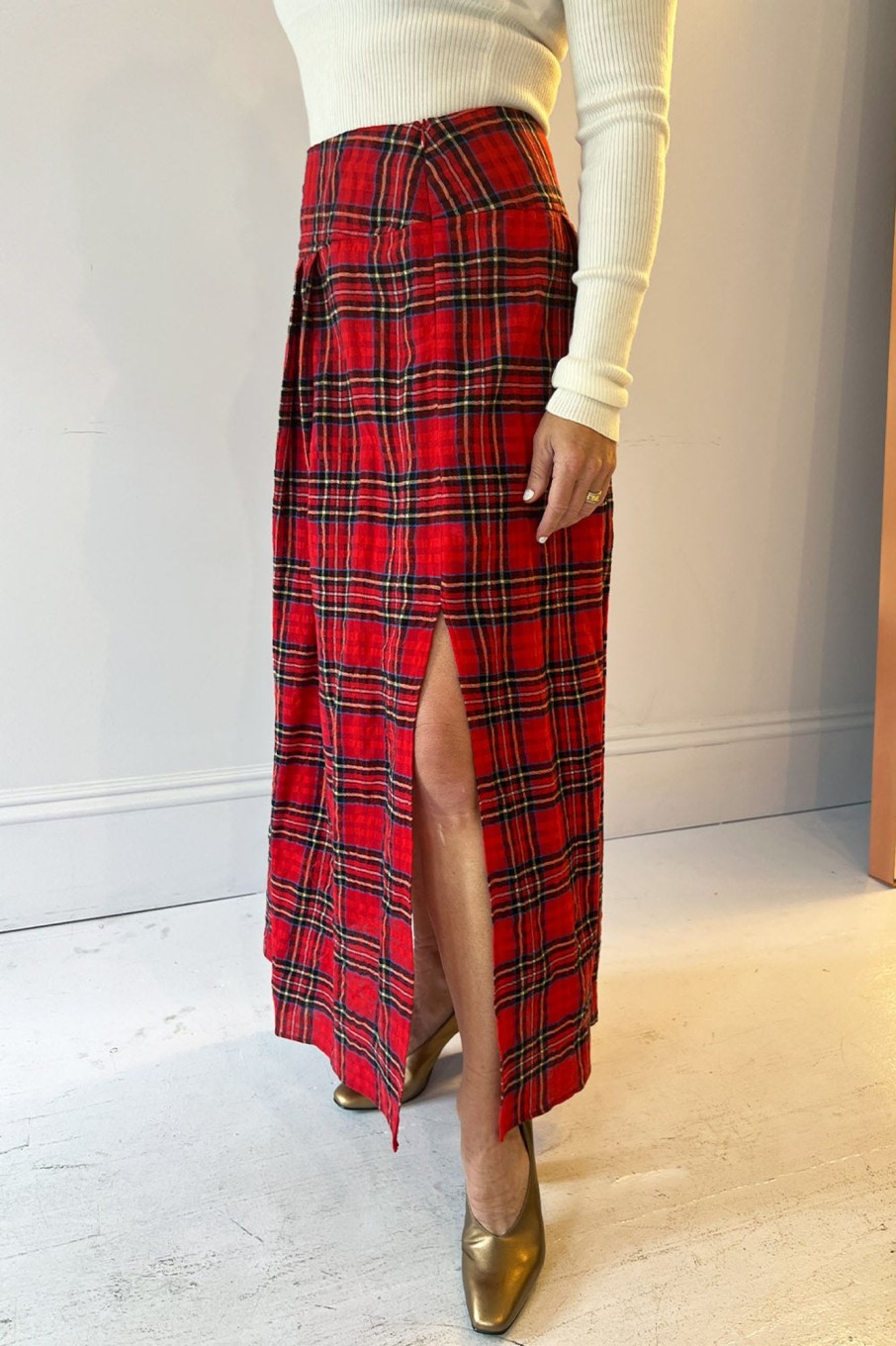 Women Bellerose Skirts | Bellerose-Vinna Skirt: Red Gingham