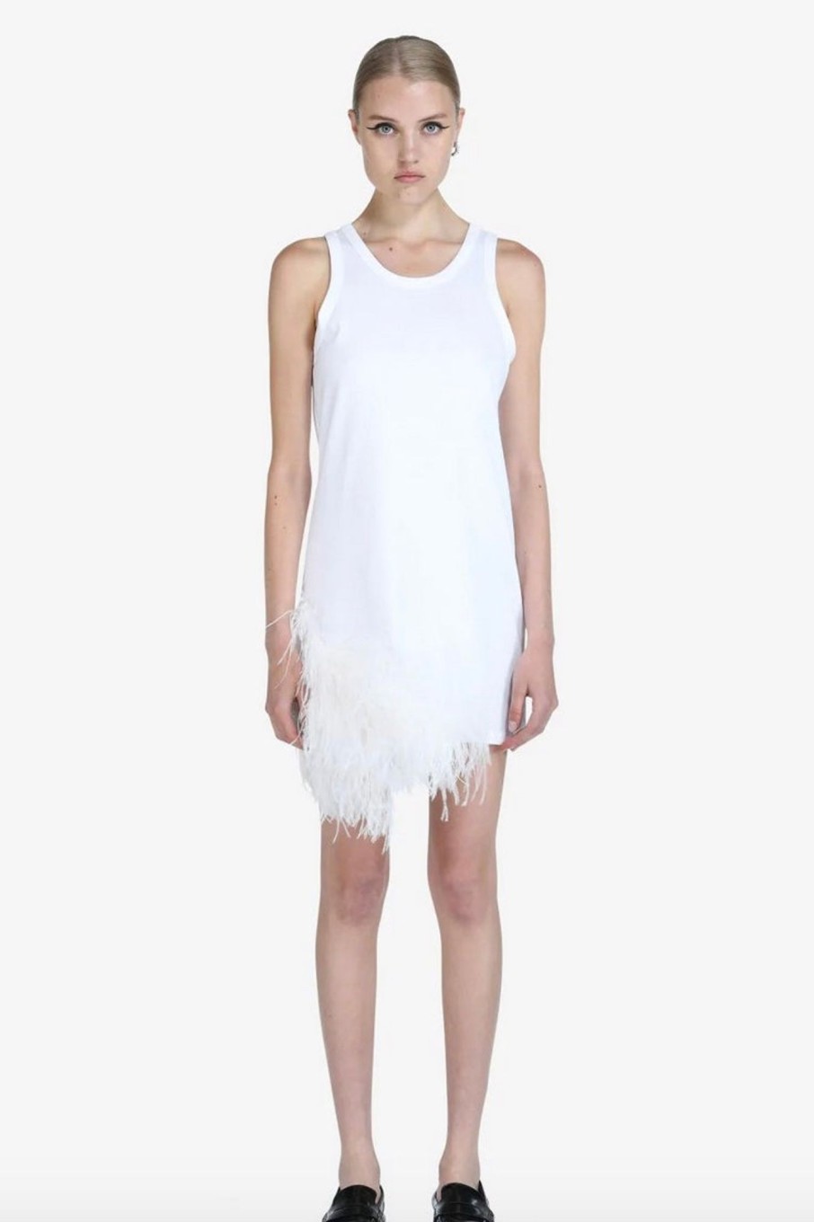 Women No. 21 Dresses | No. 21-Feather-Trimmed Mini Dress: White