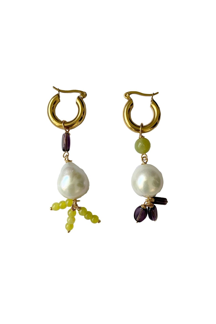 Women Briwok Jewellery Jewelry | Briwok-Sangarita Earrings : Lime Jade