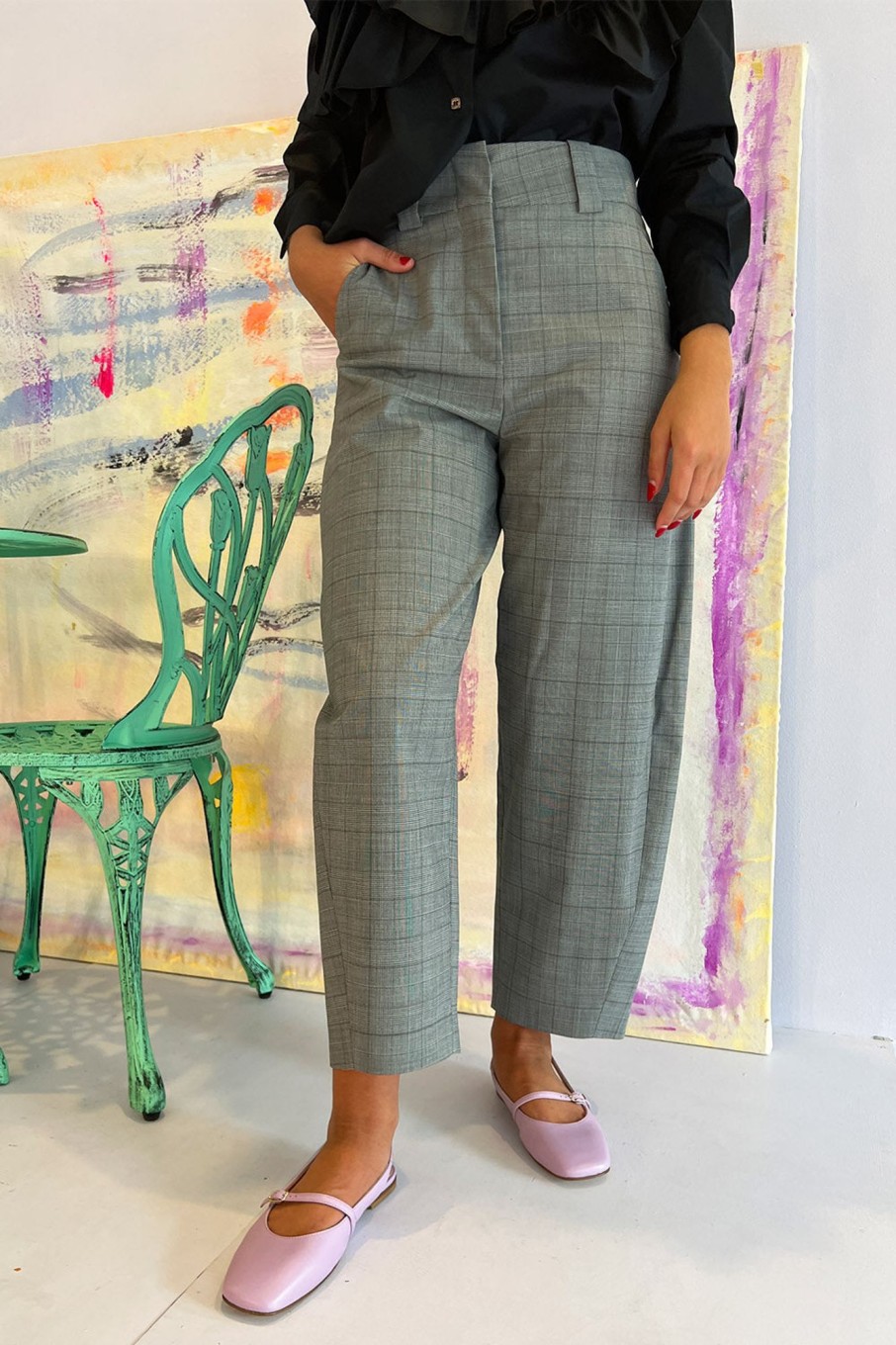 Women Vivetta Pants & Shorts | Vivetta-Trousers: Grey Plaid