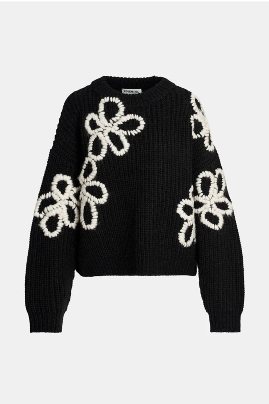 Women Essentiel Antwerp Sweaters | Essentiel Antwerp-Eschew Embroidered Pullover: Black