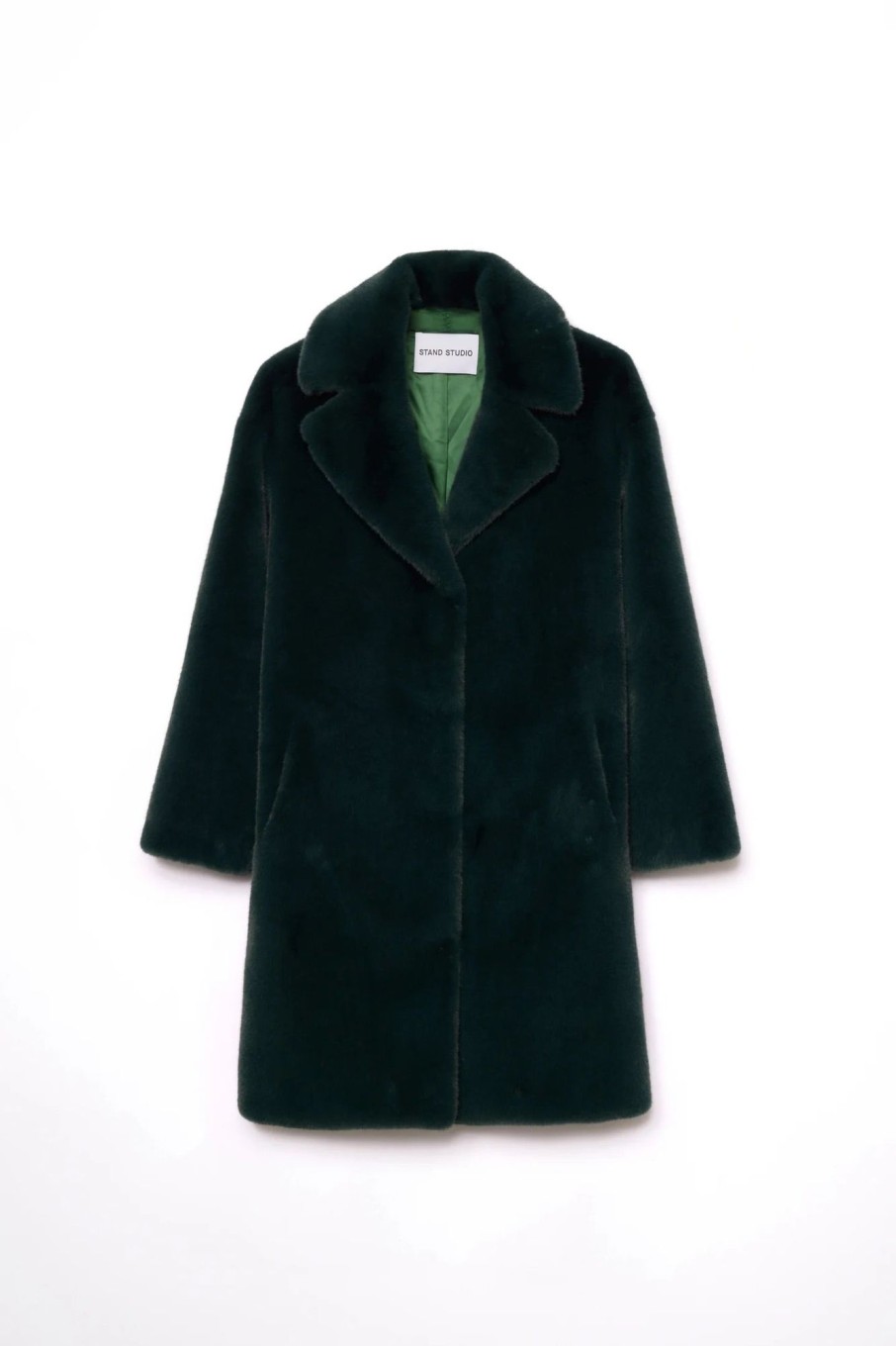 Women Stand Studio Outerwear | Stand Studio-Camille Cocoon Coat: Moss Green