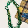 Women Collina Strada Jewelry | Collina Strada-Rhinestone Crushed Chain Necklace: Metallic Green Multi