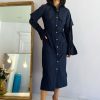 Women Thebe Magugu Dresses | Thebe Magugu-Utility Shirtdress: Navy