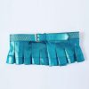 Women Collina Strada Belts | Collina Strada-Pleated Belt: Metallic Turquoise