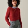 Women Bellerose Sweaters | Bellerose-Datti Angora Sweater: Red Dhalia