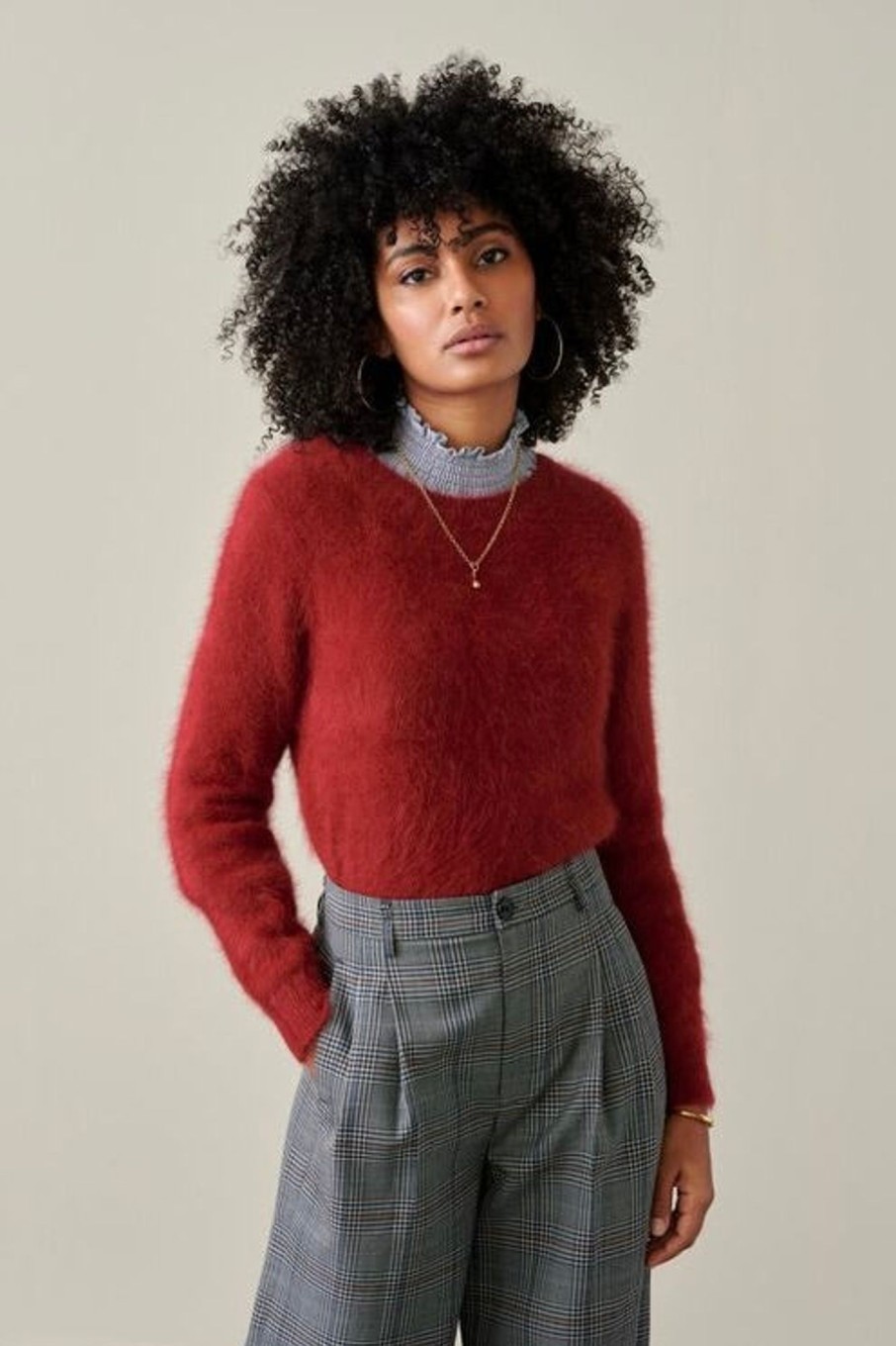 Women Bellerose Sweaters | Bellerose-Datti Angora Sweater: Red Dhalia