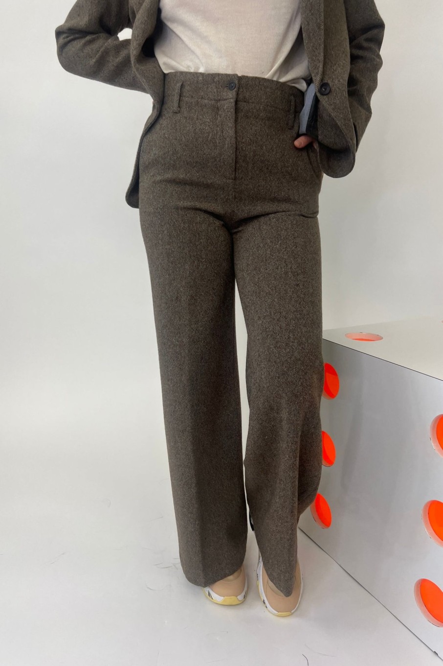 Women Diega Pants & Shorts | Diega-Pomeo Trouser: Brown Tweed