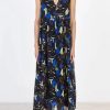 Women Alysi Dresses | Alysi-Printed Maxi Dress: Black Multi