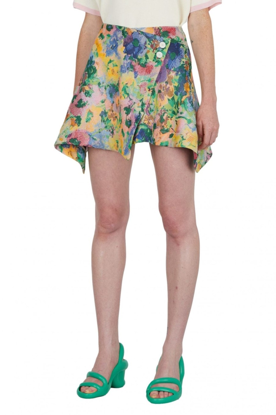 Women Benjamin Benmoyal Skirts | Benjamin Benmoyal-Wrap Skirt: Flowers Jacquard