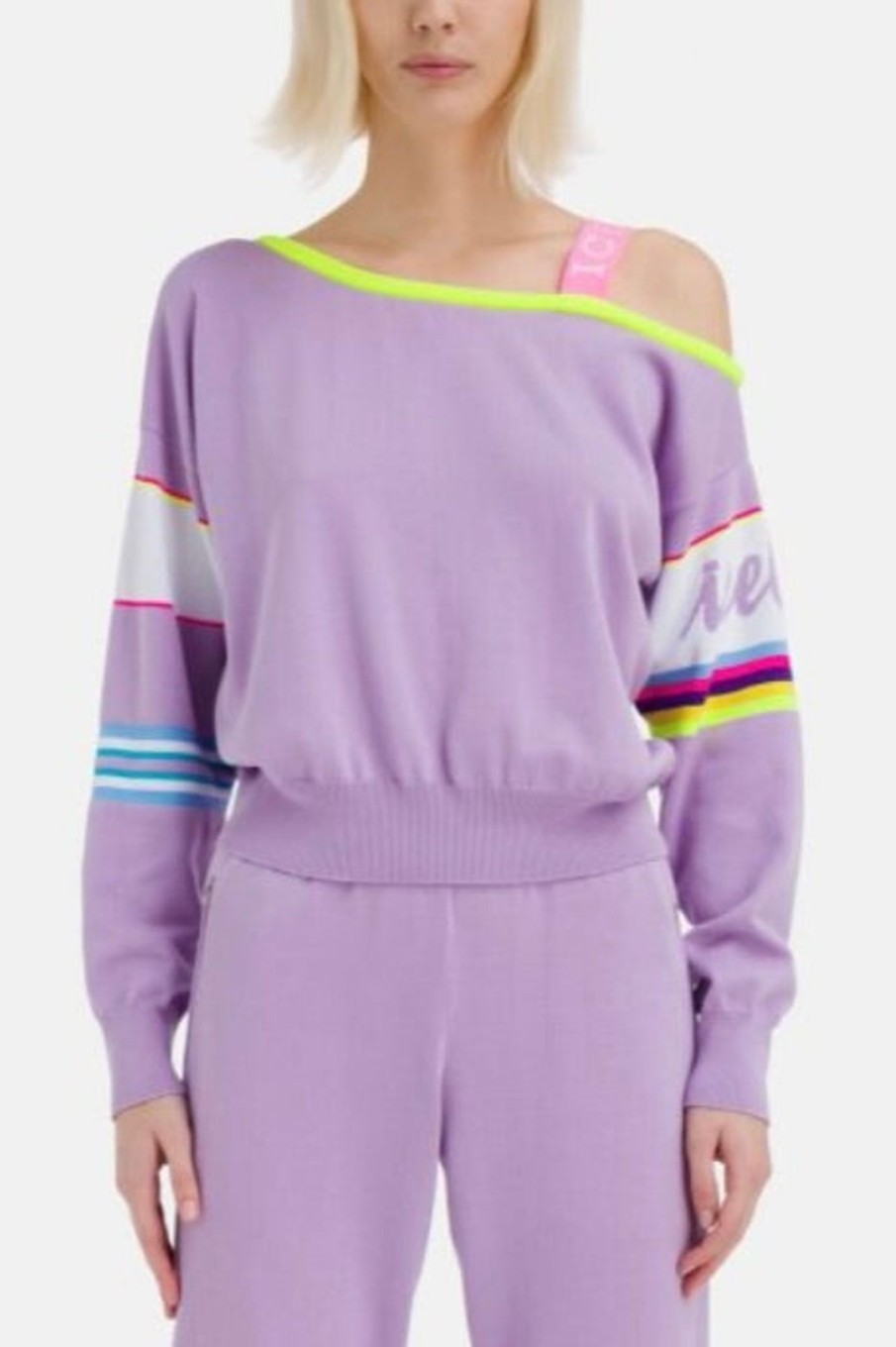 Women Iceberg Sweaters | Iceberg-Purple Off The Shoulder Sweater